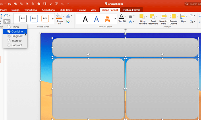 how to merge shapes in powerpoint 2011 for mac